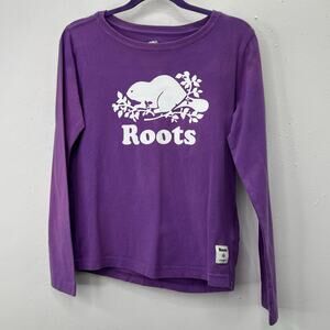 Roots Kids T Shirt M 7-8 Years Girls Long Sleeve Beaver Woodchuck Groundhog